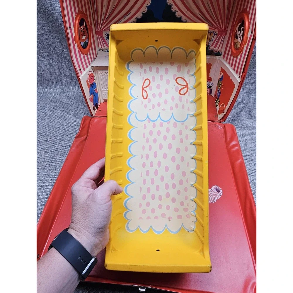 Mattel Cheerful Tearful Nursery Baby Doll Playset Case Bed Chair 1965 Vintage